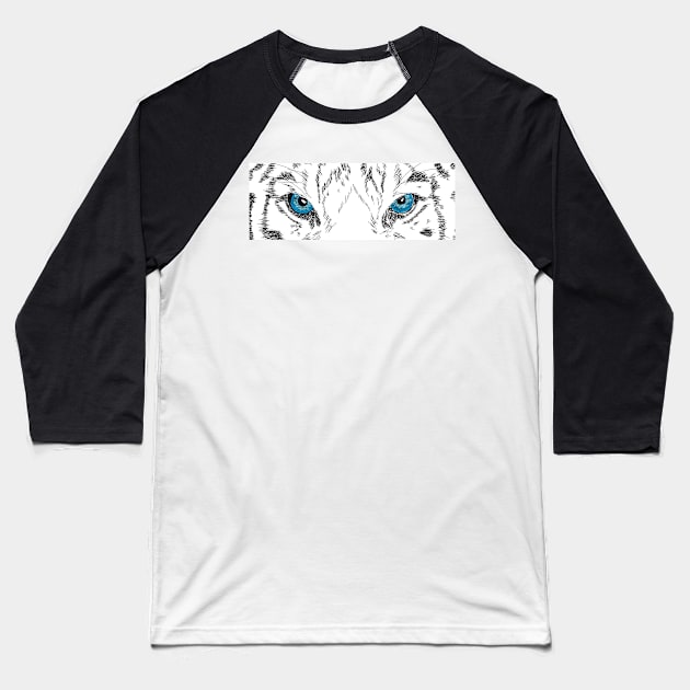 White Tiger Illustration Baseball T-Shirt by H. R. Sinclair